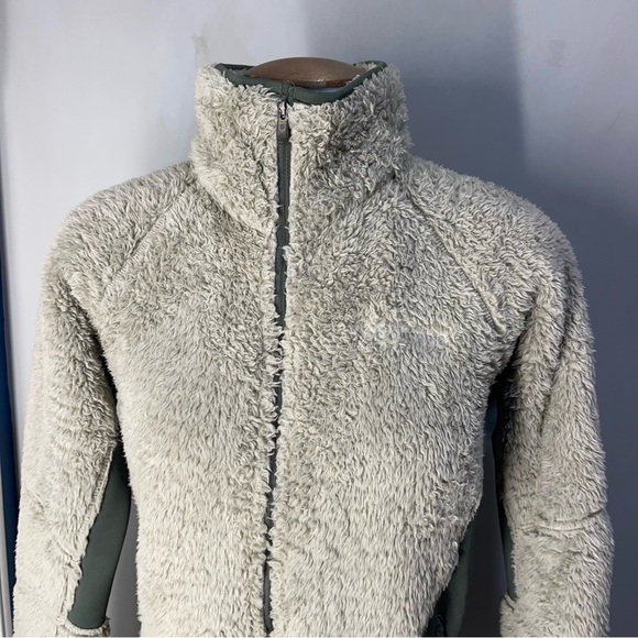 Columbia Sherpa Fleece Full Zip Stylish Green Jacket Women Small Hiking Camping - Picture 3 of 11